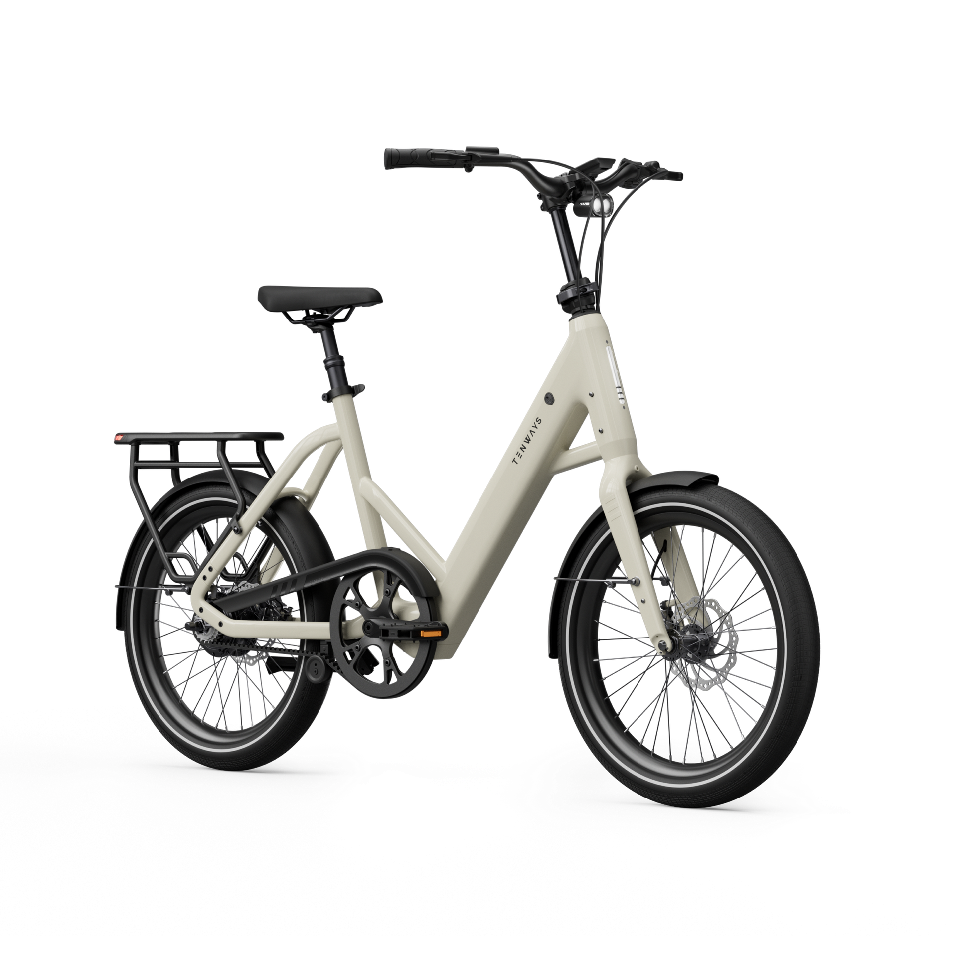 Compacte Tenways e-bike in crème